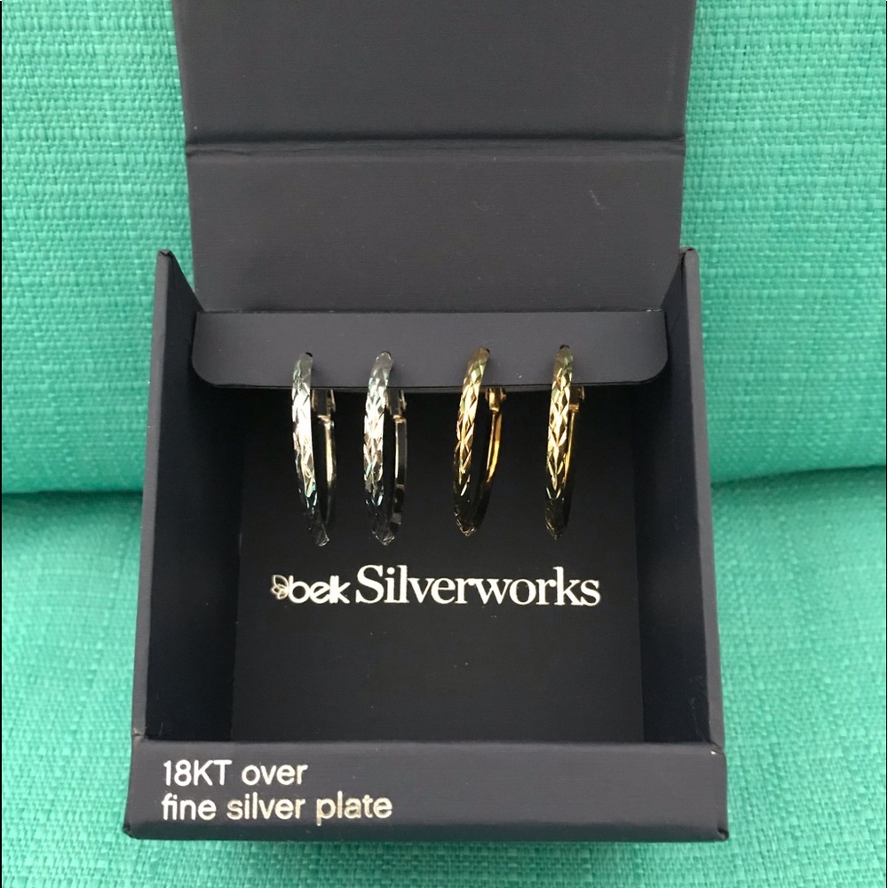 NWT Belk Silverworks gold/silver hoop earrings